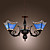  40W Antique Inspired Chandelier with 3 Lights - Blue Lampshade