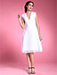  A-line V-neck Knee-length Lace Satin Mother of the Bride Dress