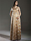  kappe / kolonne empire scoop gulvlange satin barselsorlov brudekjole