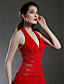  Clearance!A-line Halter Asymmetrical Chiffon Over  Elastic Satin Bridesmaid/ Wedding Party Dress
