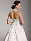  A-line Halter Court Train Satin Embroidery Wedding Dress