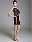  Sheath/Column Strapless Short/Mini Taffeta Cocktail Dress With Appliques