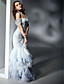  Trumpet/ Mermaid Off-the-shoulder Floor-length Satin And Tulle Evening Dress inspired by Heidi Klum at Golden Globe