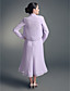  A-line Straps Tea-length Chiffon Stretch Satin Mother of the Bride Dress With A Wrap