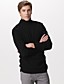  Men's Whole Ribbed Turtleneck Cashmere Pullover