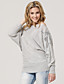  Gray Shoulder Beaded Long Sleeves Slit Neckline Longline Sweater / Women's Sweaters (FF-Y-BI1088002)