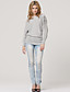  Gray Shoulder Beaded Long Sleeves Slit Neckline Longline Sweater / Women's Sweaters (FF-Y-BI1088002)