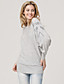  Gray Shoulder Beaded Long Sleeves Slit Neckline Longline Sweater / Women's Sweaters (FF-Y-BI1088002)