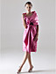  Sheath / Column Square Knee-length Satin Bridesmaid/ Wedding Party Dress With A Wrap