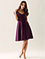  A-line V-neck Knee-length Chiffon Over Elastic Satin Bridesmaid/ Wedding Party Dress