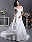 a-line off-the-spalla Corte dei treni organza taffetà abito da sposa