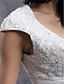  Sheath/ Column Scoop Sweep/ Brush Train Elastic Silk-like Satin Wedding Dress