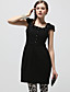  TS Handmade Flowers and Diamonds Decorated Short Sleeves Round Neckline Dress / Women's Dresses (Black)