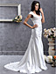 Sheath/ Column Scoop Sweep/ Brush Train Elastic Silk-like Satin Wedding Dress