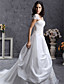  a-line off-the-spalla Corte dei treni organza taffetà abito da sposa