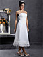  A-line Strapless Tea-length Organza Wedding Dress