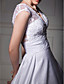  A-line V-neck Taffeta Lace Court Train Wedding Dress