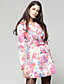  TS Organza Print Belt Long Sleeve Coat
