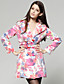  TS Organza Print Belt Long Sleeve Coat