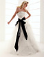 palla abito senza spalline in raso pavimento-lunghezza abito da sposa in tulle