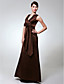  A-line V-neck Floor-length Satin Bridesmaid Dress