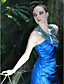  Sheath/ Column Halter Sweep/ Brush Train Elastic Woven Satin Evening/ Prom Dress