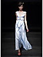  Sheath/ Column V-neck Tea-length Elastic Woven Satin Evening Dress