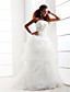 A-line Strapless Chapel Train Organza Wedding Dress