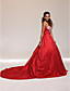  Ball Gown Strapless Chapel Train Taffeta Prom/ Evening Dress