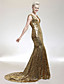  Trumpet/Mermaid V-neck Sweep/Brush Train Sequined Evening Dress inspired by Kellie Pickler