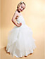  A-line Spaghetti Straps Floor-length Satin Tulle Flower Girl Dress