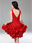  A-line V-neck Knee-length Satin Cocktail Dress