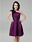  A-line One Shoulder Knee-length Satin Cocktail Dress