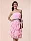  Sheath/Column Strapless Knee-length Chiffon Bridesmaid Dress With Cascading Ruffle