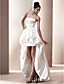  A-line Strapless Asymmetrical Satin Wedding Dress