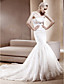  Gorgeous Trumpet/Mermaid Strapless Chapel Train Taffeta Wedding Dress