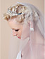  Two-tier Fingertip Wedding Veil With Lace Applique Edge