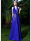  Opruiming! a-lijn / prinses v-hals vloer-lengte elastisch geweven satijn met beading 's avonds / prom dress