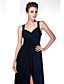  Sheath/ Column Straps Floor-length Chiffon Evening Dress With Split Front