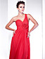  A-line One Shoulder Court Train Chiffon Evening Dress With Split Front