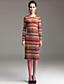  TS Printed Belted Midi Bodycon Dress