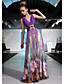  A-line/ Princess V-neck Floor-length Tencel With Sashes/ Beading Ready-to-Wear Evening/ Prom Dress