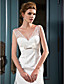  A-line V-neck Court Train Lace Satin Wedding Dress