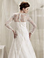  A-line Jewel Court Train Lace Satin Wedding Dress