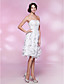  라인 strapless 무릎 길이 쉬폰 레이스 칵테일 드레스