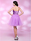  A-line Strapless Knee-length Tulle And Stretch Satin Cocktail Dress