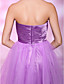  A-line Strapless Knee-length Tulle And Stretch Satin Cocktail Dress