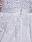  A-line Scoop Sweep/Brush Train Lace Tulle Wedding Dress