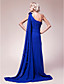  A-line One Shoulder Sweep/Brush Train Chiffon Mother of the Bride Dress