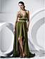  Sheath/Column V-neck Asymmetrical Chiffon Evening Dress